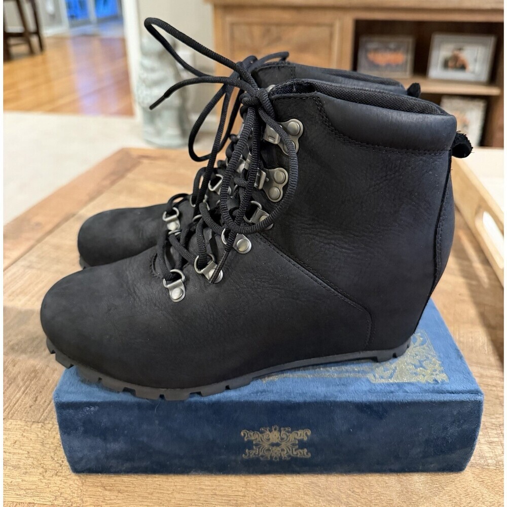 Merrell Black Wedge Hiking Boots Womens 7 Leather Lace Up J002494 Comfort - Picture 7 of 10